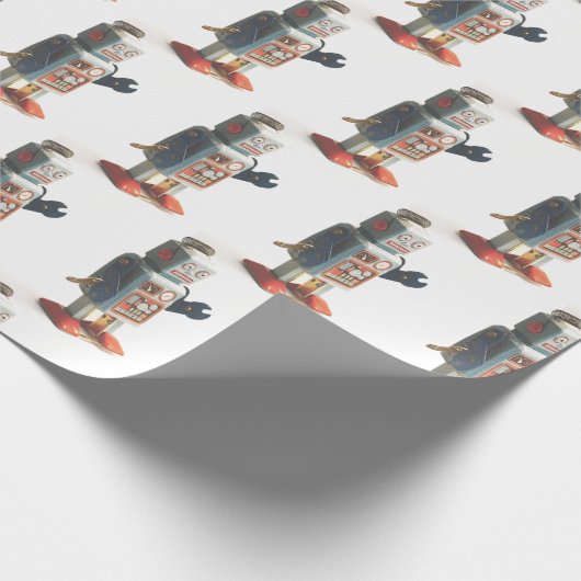 Retro-Spielzeugroboter Geschenkpapier (Ecke)