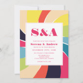 Retro Spiral Bold Abstrakt Art farbenfrohe Hochzei Einladung (Vorderseite)