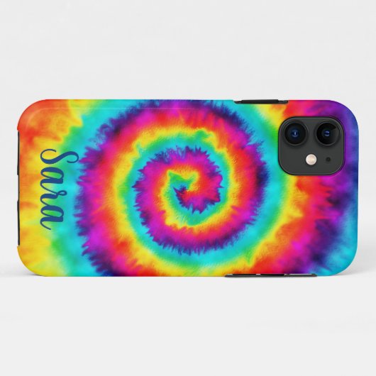 Retro Spiral Rainbow Gefärbte Krawatte Case-Mate iPhone Hülle (Rückseite (Horizontal))