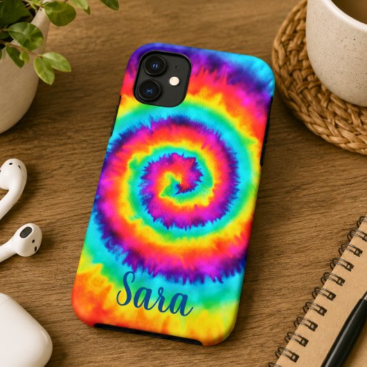 Retro Spiral Rainbow Gefärbte Krawatte Case-Mate iPhone Hülle