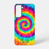 Retro Spiral Rainbow Gefärbte Krawatte Signature Samsung Galaxy Hülle (Rückseite)