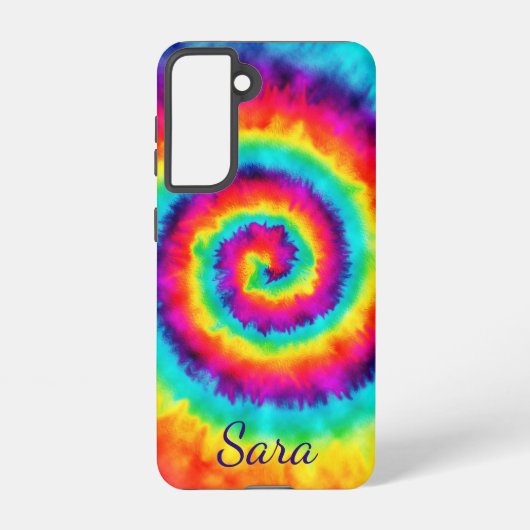 Retro Spiral Rainbow Gefärbte Krawatte Signature Samsung Galaxy Hülle (Rückseite)