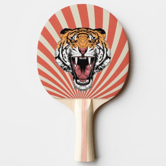 Retro Spiral Tiger Mascot Tischtennis Schläger (Rückseite)