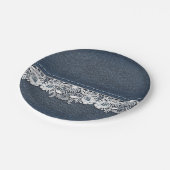 Retro Spitze-und Denim-Beschaffenheit Pappteller (Schrägansicht)