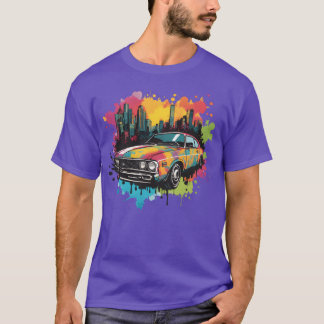 Retro-Splash-Neon-Auto Retro-Mädchen T-Shirt