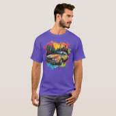 Retro-Splash-Neon-Auto Retro-Mädchen T-Shirt (Vorne ganz)