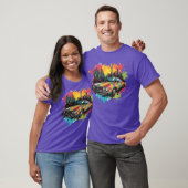 Retro-Splash-Neon-Auto Retro-Mädchen T-Shirt (Unisex)