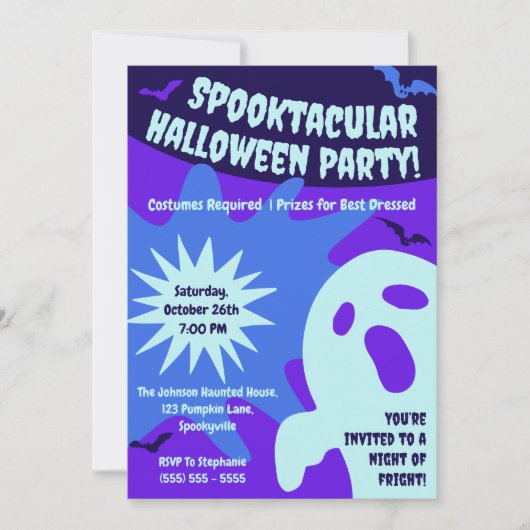 Retro Spooktacular Halloween-Party Einladung (Vorderseite)