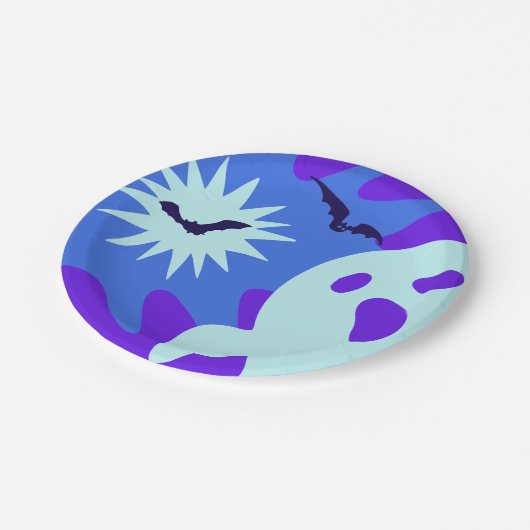 Retro Spooktacular Halloween-Party Pappteller (Schrägansicht)