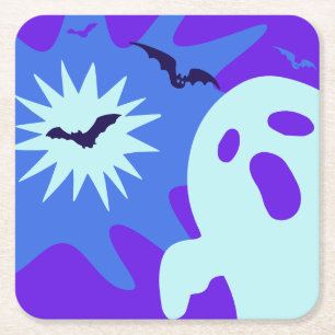 Retro Spooktacular Halloween-Party Rechteckiger Pappuntersetzer