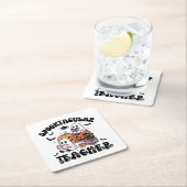 Retro Spooktacular Teacher Halloween Ghost Rechteckiger Pappuntersetzer (Vor Ort)
