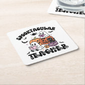 Retro Spooktacular Teacher Halloween Ghost Rechteckiger Pappuntersetzer (angewinkelt)