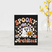 Retro Spooky Architectural Pum Karte (Gelbe Blume)