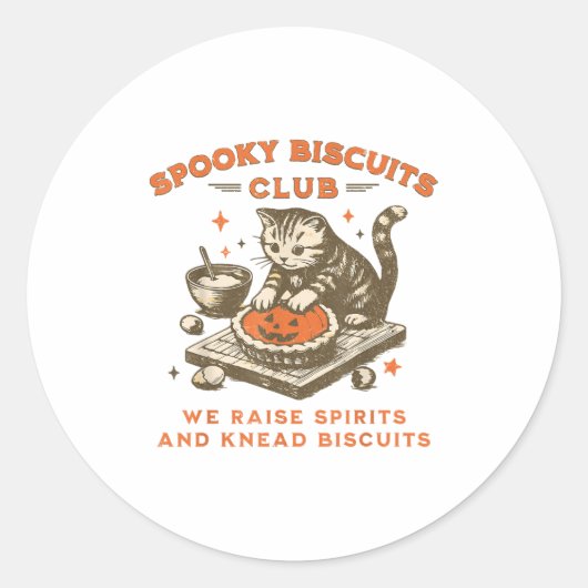 Retro Spooky Biscuits Club Halloween Pumpkin B Runder Aufkleber (Vorderseite)