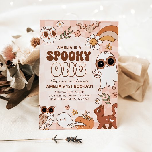 Retro Spooky Ein Halloween-Geburtstagseinladung Einladung