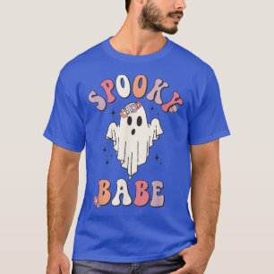 Retro Spooky Ghost Babe mit Blume Halloween T-Shirt