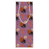 Retro Spooky Kitten Pumpkin Moons auf Lila Geschenktüte Für Weinflaschen (Rückseite)