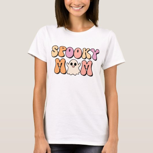 Retro Spooky Mama passt zur Familie T-Shirt (Vorderseite)