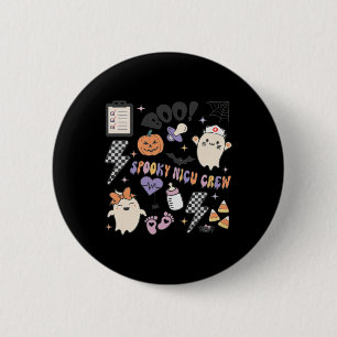 Retro Spooky Nicu Nurse Halloween Niedlich Pumpkin Button