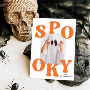 Retro Spooky Orange Typografy Foto Halloween Feiertagskarte