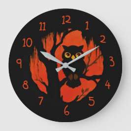 Retro Spooky Owl Große Wanduhr