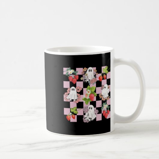 Retro Spooky Strawberry Ghost Halloween Ghost Cott Kaffeetasse (Rechts)