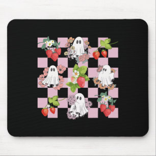 Retro Spooky Strawberry Ghost Halloween Ghost Cott Mousepad