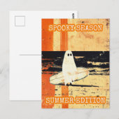 Retro Spooky Summer Goth Ghost mit Surfboard Postkarte (Vorne/Hinten)
