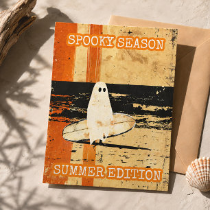 Retro Spooky Summer Goth Ghost mit Surfboard Postkarte