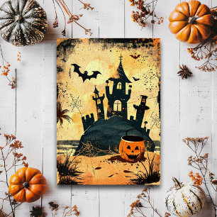Retro Spooky Summer Goth Halloween Beach Postkarte