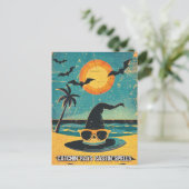 Retro Spooky Summer Goth Hexenhut am Strand Postkarte (Stehend Vorderseite)