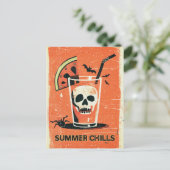 Retro Spooky Summer Goth Skeleton Coctail Postkarte (Stehend Vorderseite)