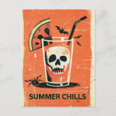 Retro Spooky Summer Goth Skeleton Coctail Postkarte (Vorderseite)