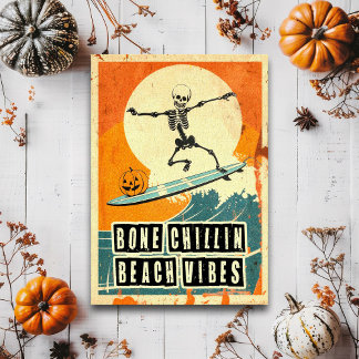 Retro Spooky Summer Goth Skeleton Surfen Postkarte