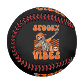 Retro Spooky Vibes Dabbing Skeleton Halloween Baseball (Vorderseite Links)