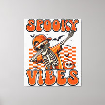 Retro Spooky Vibes Dabbing Skeleton Halloween