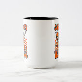 Retro Spooky Vibes Dabbing Skeleton Halloween Zweifarbige Tasse (Mittel)