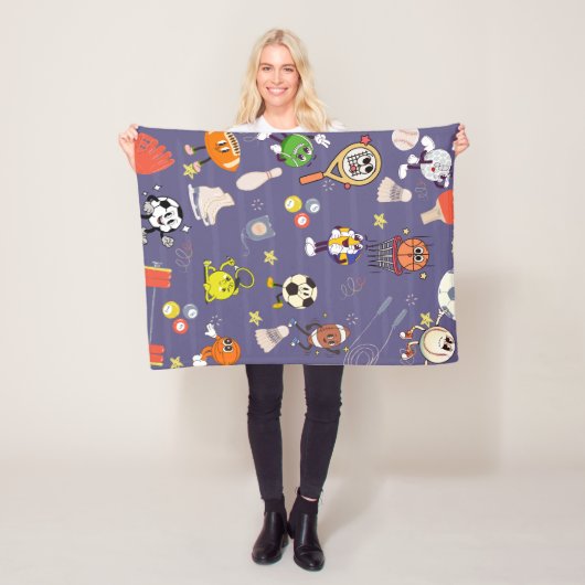 Retro Sport Squad: Vintage Cartoon Athletics Fleecedecke (Beispiel)