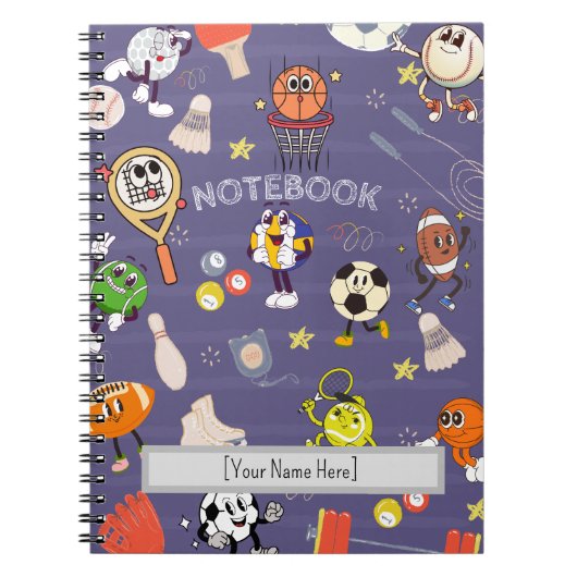 Retro Sport Squad: Vintage Cartoon Athletics Notizblock (Vorderseite)