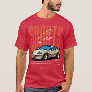 Retro-Sportwagen auf Neon-Raster lustiger Junge T-Shirt