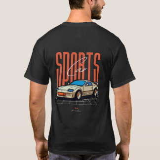 Retro-Sportwagen auf Neonraster T-Shirt