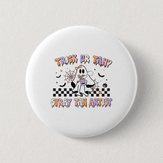 Retro Spray Tan Artist Halloween Ghosts Sif Ta Button (Vorderseite)