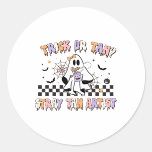 Retro Spray Tan Artist Halloween Ghosts Sif Ta Runder Aufkleber