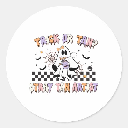 Retro Spray Tan Artist Halloween Ghosts Sif Ta Runder Aufkleber (Vorderseite)