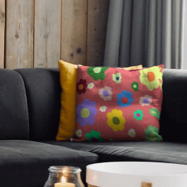 Retro Spring Blume farbenfrohe florale Wohngestalt Kissen