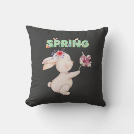 Retro Spring Bunny with Tulip Graphic Tee Kissen