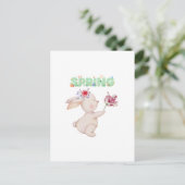 Retro Spring Bunny with Tulip Graphic Tee Postkarte (Stehend Vorderseite)