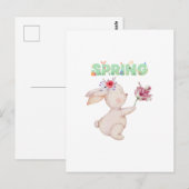 Retro Spring Bunny with Tulip Graphic Tee Postkarte (Vorne/Hinten)