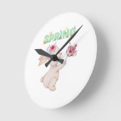 Retro Spring Bunny with Tulip Graphic Tee Runde Wanduhr (Winkel)