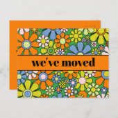 Retro Spring Floral neue Adresse / Wir sind umgezo Postkarte (Vorne/Hinten)